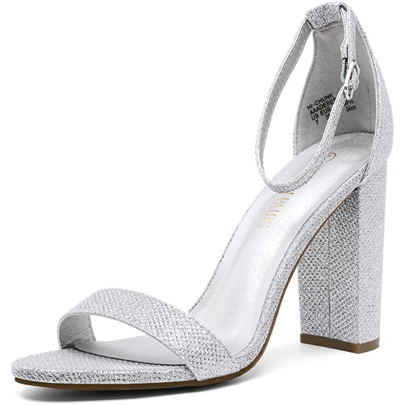 Dream Pairs Shoes - NWOT Dream Pairs Chunky High Heel Pump Sandals - Silver Glitter - 7.5
